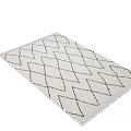Modern Square Rug With Black And White Diamond Pattern Textured Design