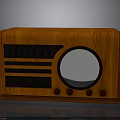 Vintage Electronic Radio With Wooden Case Round Dial And Black Grille Knobs