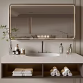 Modern Bathroom Vanity With Illuminated Mirror Marble Countertop Under Mount Sink And Towel Storage