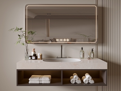 Modern Bathroom Cabinet Bathroom Counter Basin Bathroom Decoration Mirror Cabinet Sink 3d model