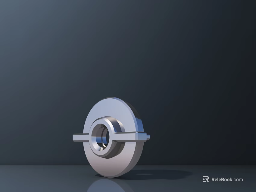 Silver Circular Metal Sports Equipment Component With Central Hole And Side Projections On Dark Background 3d model 