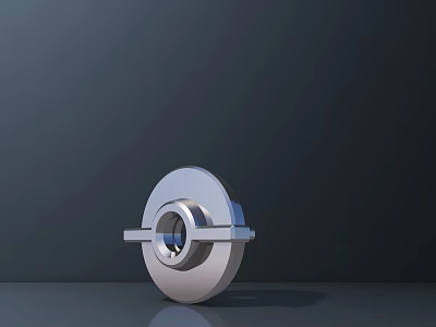 Silver Circular Metal Sports Equipment Component With Central Hole And Side Projections On Dark Background 3d model