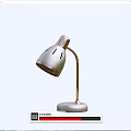 Three Modern Table Lamps with White Black Shades and Golden Curved Poles