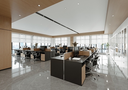 Modern Office Public Office Desk and Chair Staff Office Area Staff Workstation Open Office 3d model