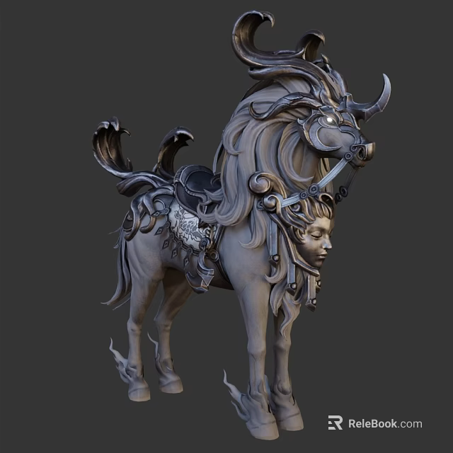 Game And Movie Fantasy Horse Character With Ornate Design Intricate Details And 3D Model Features 3d model 