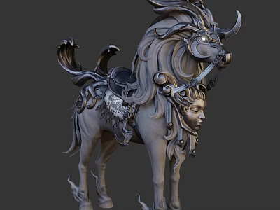 Game And Movie Fantasy Horse Character With Ornate Design Intricate Details And 3D Model Features 3d model