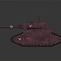 Futuristic Purple Metallic Tank 3D Rendered Military Vehicle with Turret and Tracks