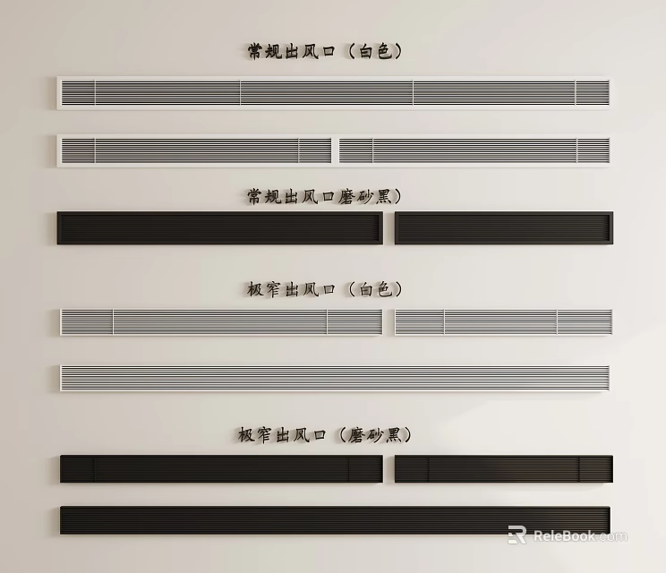 Various Types of Air Conditioner Air Vents in White Black and Frosted Finishes 3d model 