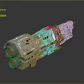 Futuristic Sci Fi Spaceship Model With Metallic Structure And Red Thrusters 3d model