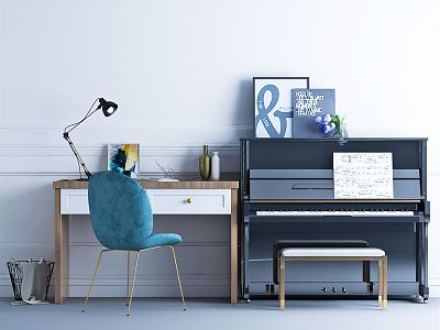 Modern desk and chair piano combination model