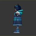 3D Animated Game And Movie Character With Gray Hair Goggles And Blue White Coat