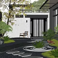 Modern courtyard landscape 3d model
