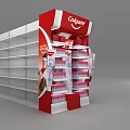 Colgate Red and White Retail Display Shelf with Product Storage Racks for Store