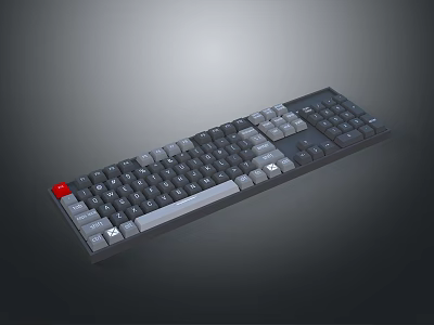 Sleek Computer Keyboard Featuring Black Gray Keys And Red Accent Key Design 3d model