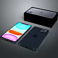 Apple Smartphone Featuring Colorful Display Dark Back Triple Camera And Packaging Box 3d model