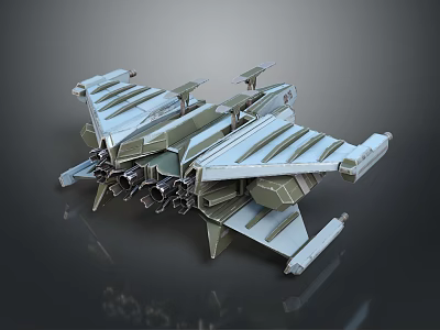 Futuristic Mechanical Spacecraft Design With Detailed Metallic Wings And Engine Structures 3d model