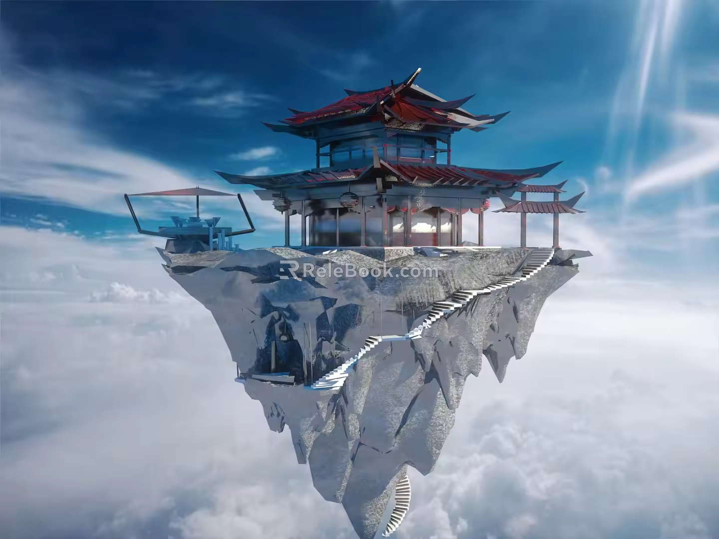 Chinese style ancient building castles in the air 3d model