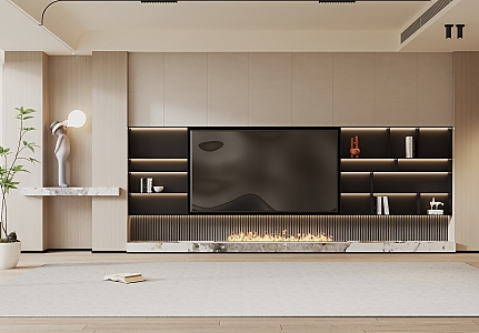 Modern TV Background Cabinet 3d model