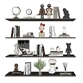 Decorative Ornaments Set For Shelf Display With Figurines Books And Plants