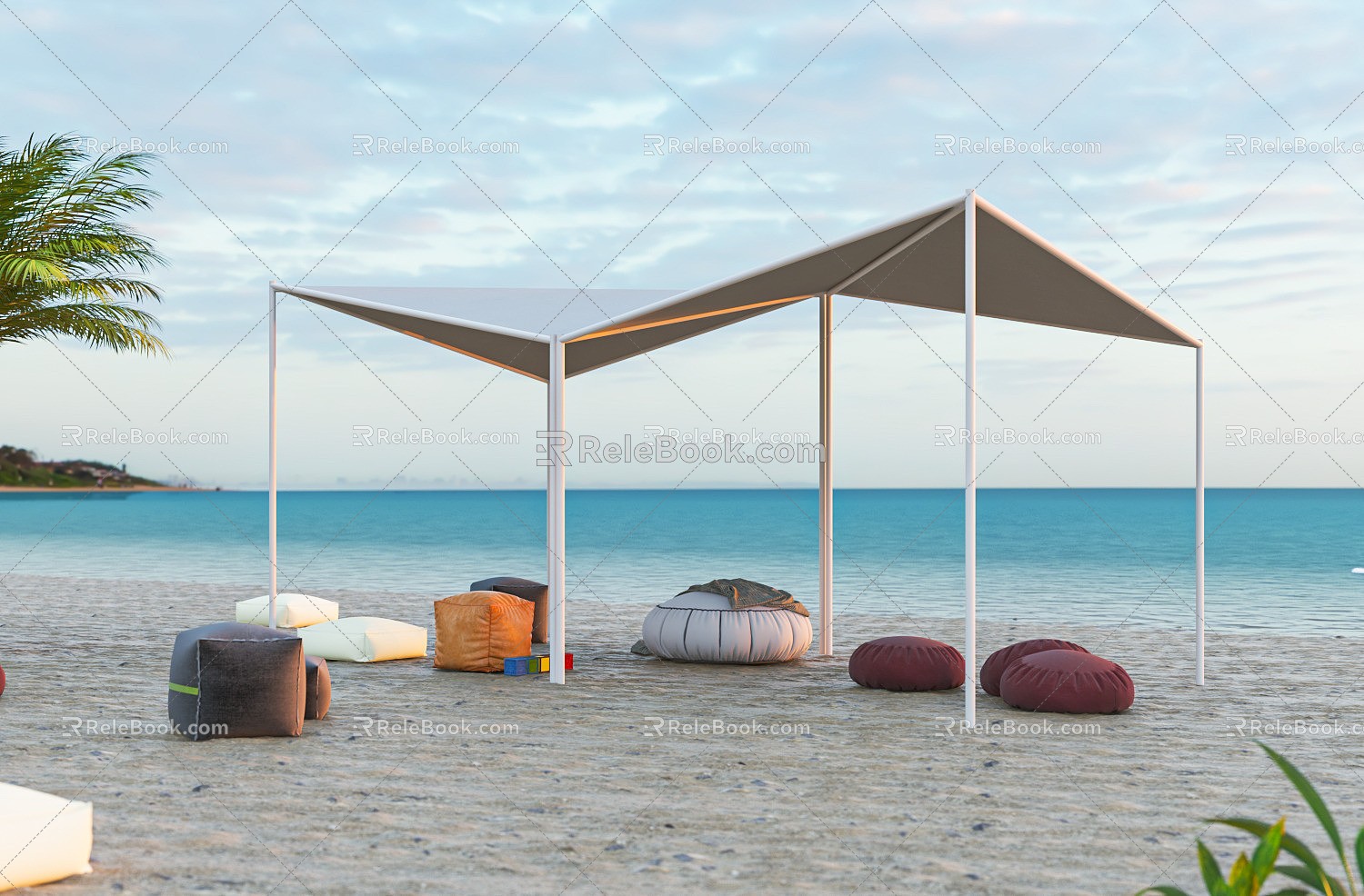 Modern Beach Seaside Recreation Area 3d model