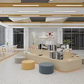 Book Art Interior Design With Open Space Bookshelves Display Tables And Round Stools