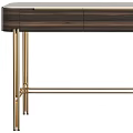 Modern Minimalist Dressing Table With Dark Wood Cabinet And Gold Metal Legs