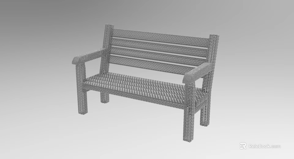 Leisure Garden Bench With Mesh Design And Armrests Outdoor Simple Structure For Relaxation 3d model 