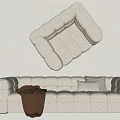 Modern Combination Sofa Cream Sofa Three-Seat Sofa Multi-Seat Sofa Single Person Sofa Fabric Lambskin Sofa 3d model