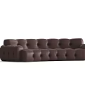 Modern Brown Leather Two Seater Sofa With Button Tufted Design And Armrests 3d model