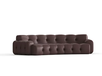 Modern Brown Leather Two Seater Sofa With Button Tufted Design And Armrests 3d model