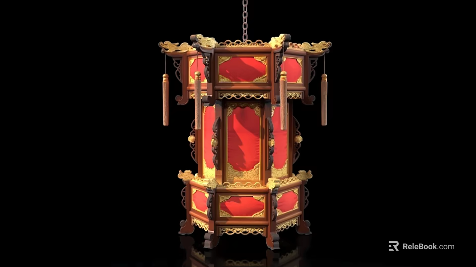 Traditional Chinese Style Sofa And Coffee Table Set With Carved Gold Accents And Red Finish 3d model 