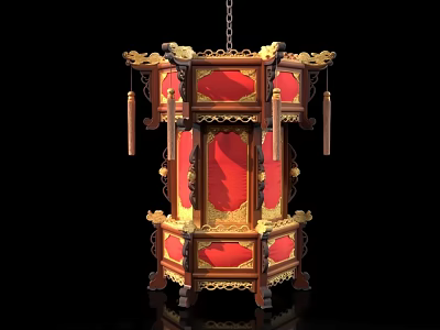 Traditional Chinese Style Sofa And Coffee Table Set With Carved Gold Accents And Red Finish 3d model