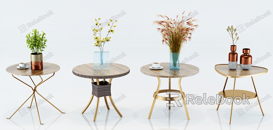 Modern round metal glass coffee table decoration combination model