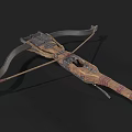 Medieval Vintage Crossbow Weapon With Wooden Metal Structure And Mechanical Parts