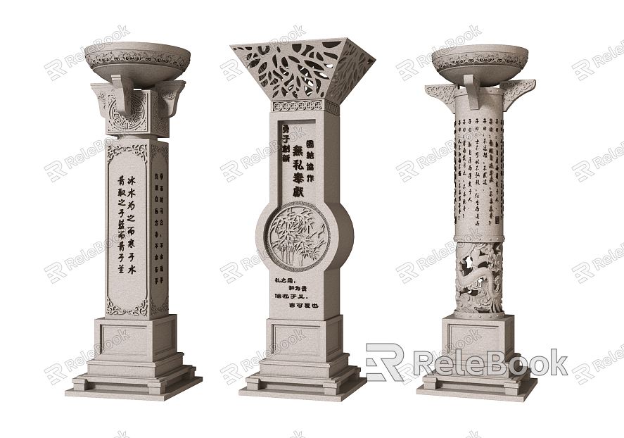 New Chinese Style Column Landscape Column model