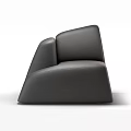 Modern Dark Gray Leather Single Sofa With Sleek Geometric Design 3d model