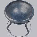 Metal Bar Stool with Curved Decorative Legs and Round Base Design