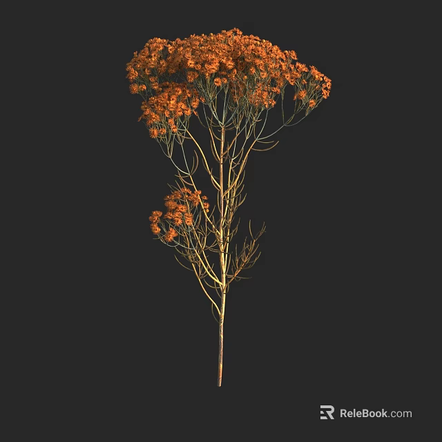 Orange Flowers In Decorative Vase With Slender Stems For Home Decor 3d model 