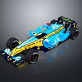 Formula 1 Race Car With Blue And Yellow Stylish Graphics And Aerodynamic Design