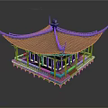 Traditional Chinese Pavilion Featuring Curved Eaves Tiled Roof And Wooden Platform Base
