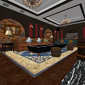 Elegant KTV Lounge Interior Design With Chandeliers Sofa Decorative Paintings And Barrel Stools