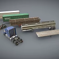 Different Types Of Semi Trucks With Container Log Tanker And Flatbed Trailers
