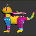 Colorful Mythical Creature With Horns Wings And Vibrant Decorative Patterns