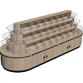 Wooden Display Shelving With Multiple Layered Compartments And Transparent Side Racks 3d model