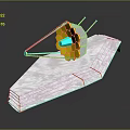 Golden Hexagonal Technological Device With Green Lens On White Folded Platform