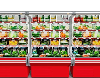 Modern Freezer Refrigerated Display Cabinet Fresh Vegetables 3d model