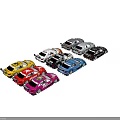 Diverse Colored Racing Cars in Multiple Hues Parked Together for Motorsport