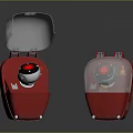 Two Red Industrial Devices With Transparent Covers And Control Button Panels 3d model