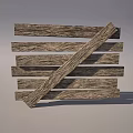 Simple Rustic Wood Decorative Structure With Interlaced Horizontal Planks And Natural Texture 3d model