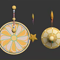 Vibrant Yellow Scene Components Featuring Circular Platform Conical Tent And Star Ornaments